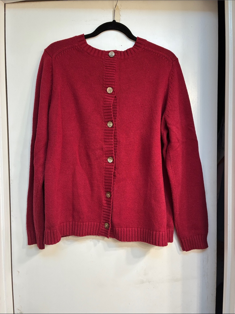J. Jill Cranberry Button-Back Pull Over Sweater